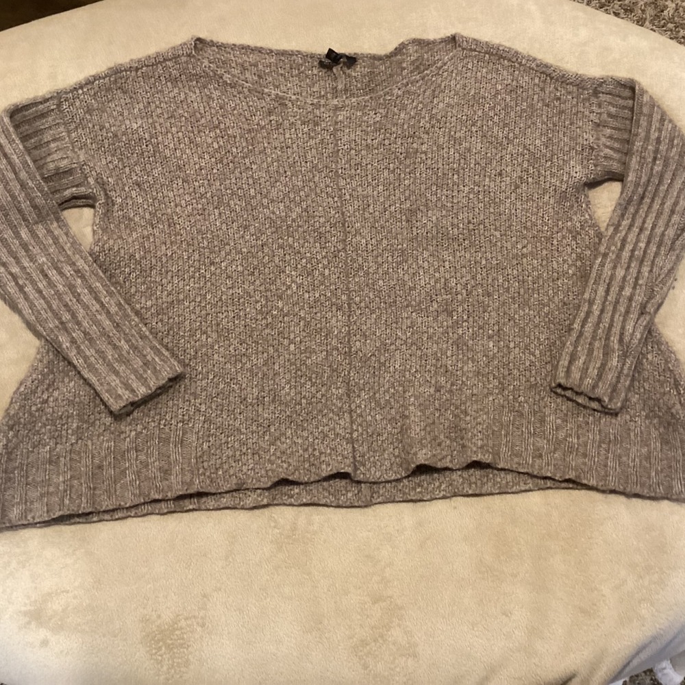 Eileen Fisher Taupe Yak/Wool Blend Boat Neck Textured Sweater, Size XS - Picture 4 of 6